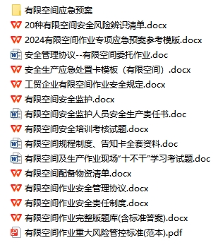 有限空間作業(yè)安全制度 應(yīng)急預(yù)案 考試試題 作業(yè)監(jiān)護(hù)全套文件